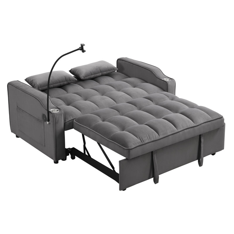 Canapé-lit avec couchette gris anthracite