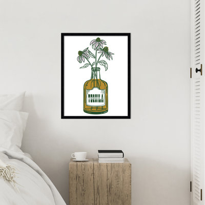 «Tequila Pots Florals» par Wilhelmina, reproduction d'art encadrée sur bois