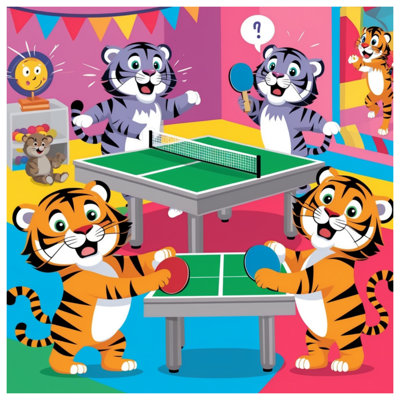 Tigers Playing Table Tennis Blankets