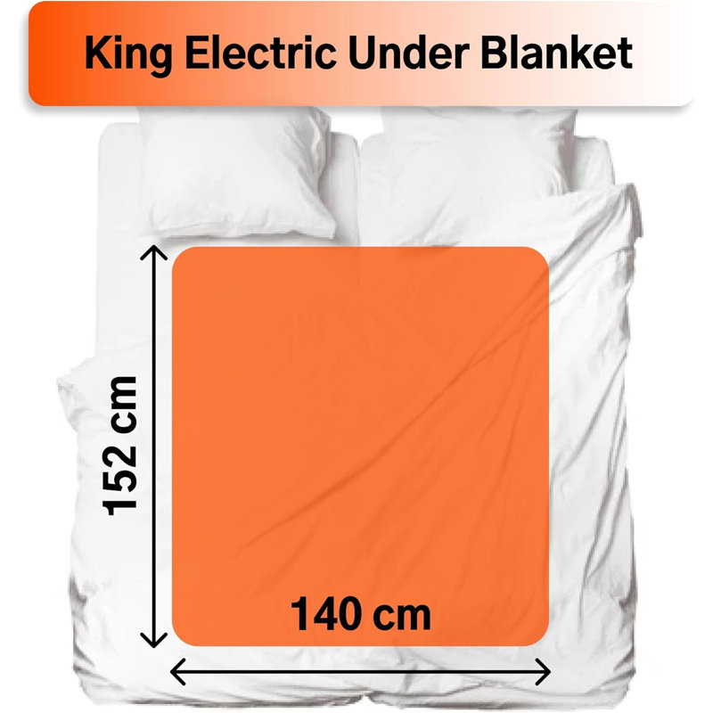 Suyana 120W King Electric Blanket 3 Heat Settings Winter Heated Electric Under Blanket