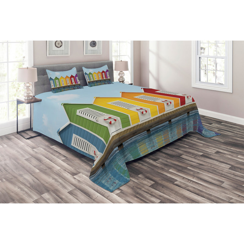Landscape Modern & Contemporary Polyester Coverlet, King Bedspread + 2 Shams