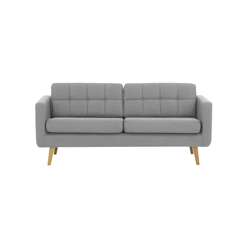 Schuster 3 Seater Upholstered Sofa, Grey