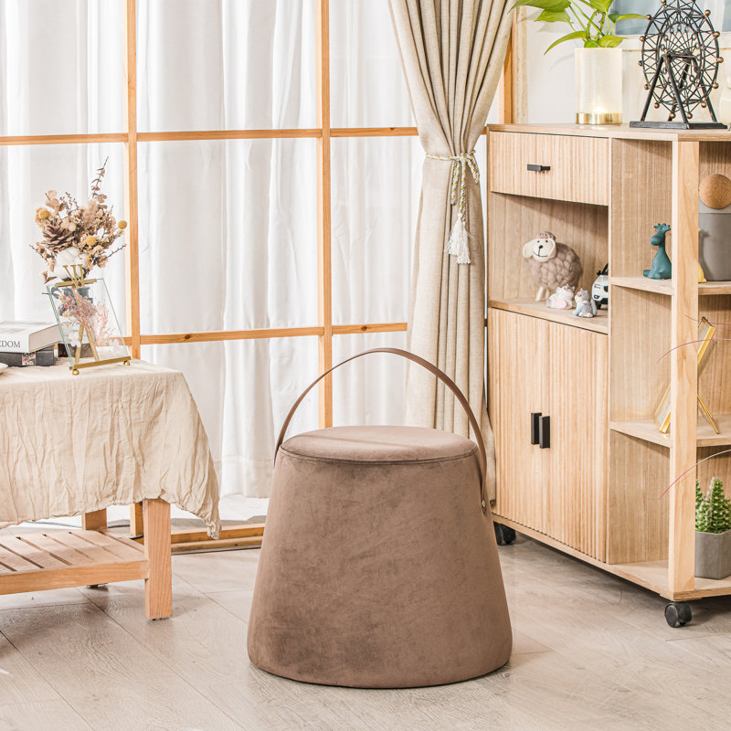 Brunner with Rope Pouf, Brown Velvet