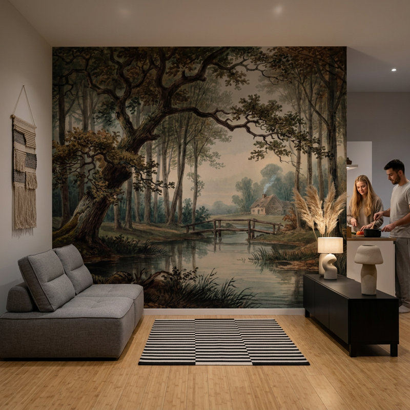 Décoration murale rustique Mute, Non tissé, 200 po x 120 po