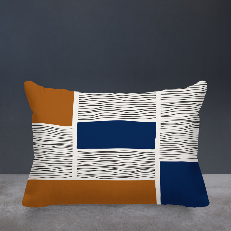 Coussin intérieur / extérieur Rapu, Orange / bleu marine