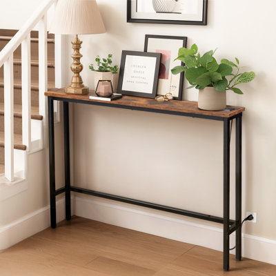39.4" Narrow Console Table with Power Outlets and USB Ports, 4.9 ft Power Cord