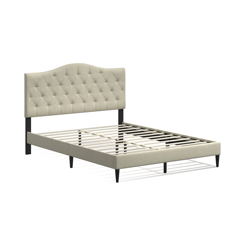 Saltford Upholstered Platform Bed, Queen, Beige