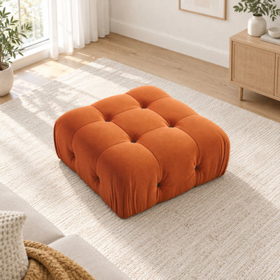 Repose-pieds carré standard en velours Jesse