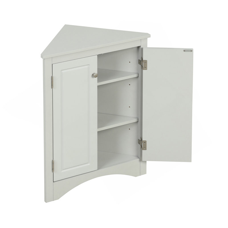 Grey Triangle Bathroom Storage Cabinet With Adjustable Shelves, Freestanding Floor Cabinet For Kitchen, Grey