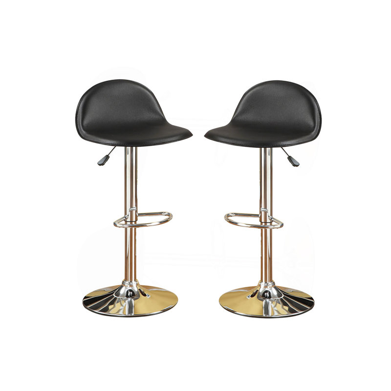 Tabourets de bar réglables en polyuréthane noir (ensemble de 2)