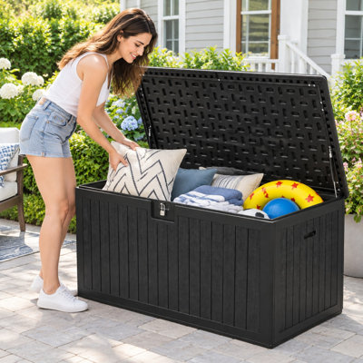 Edrosie Inc 150 Gallons Water Resistant Resin Lockable Deck Box