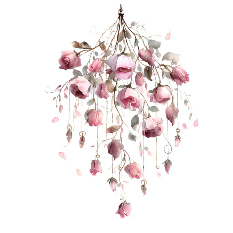 Couvre-lit aquarelle roses roses, Grand lit