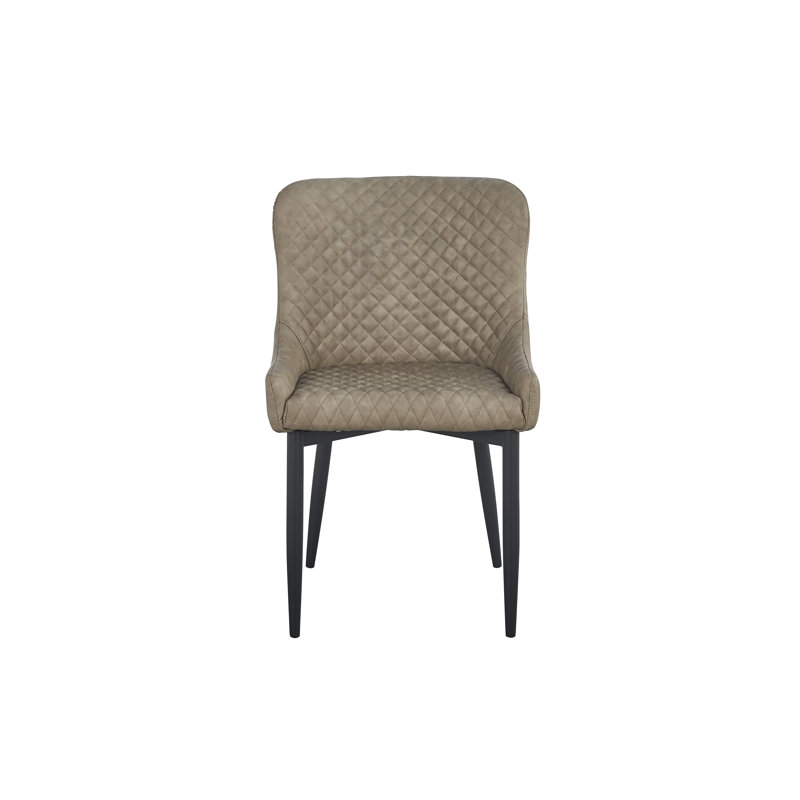 Chaise d'appoint rembourrée capitonnée Breyonia, Polyuréthane gris rétro