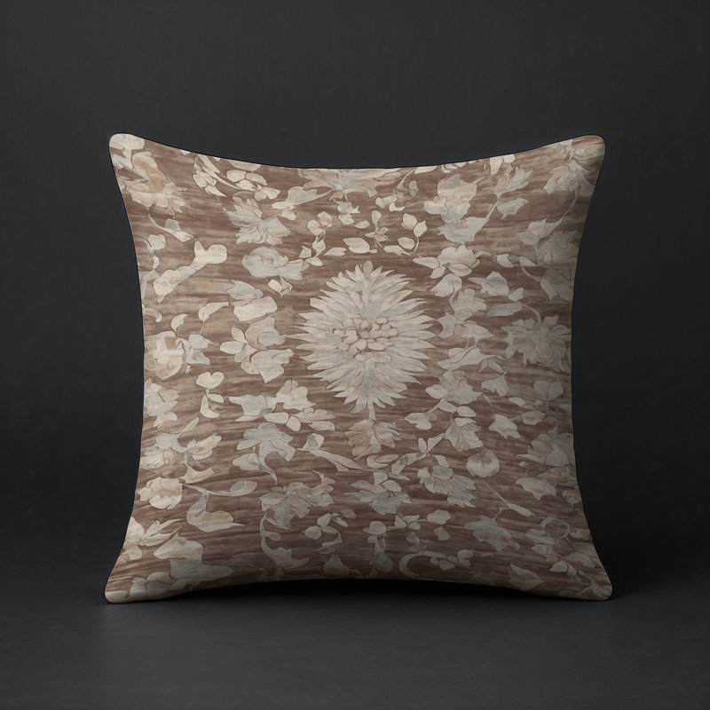 Coussin décoratif intérieur et extérieur Modern, Taupe / crème / beige abstrait, Carré 20 po