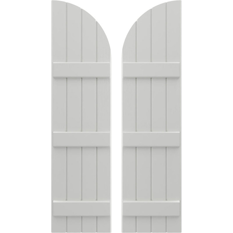 AmeriCraft - Panneau en bois véritable à 4 planches (3 lattes), extérieur jointif, volets en forme de voûte et de planches, l 14 po x H 35 po, gris grêle, (par paire)