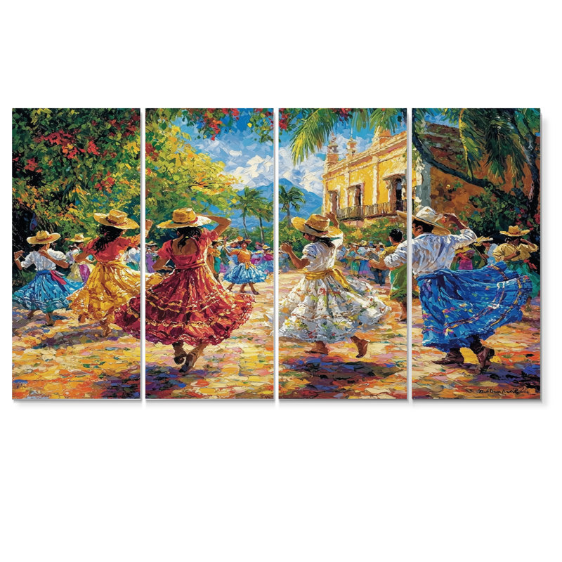Fêtes rouges et célébrations au Salvador II - ensemble d'impression d'art mural au Salvador, H 32 po x l 64 po