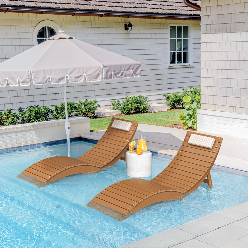 Aquawave Ultra-Portable Foldable Patio Chaise Lounge, Teak