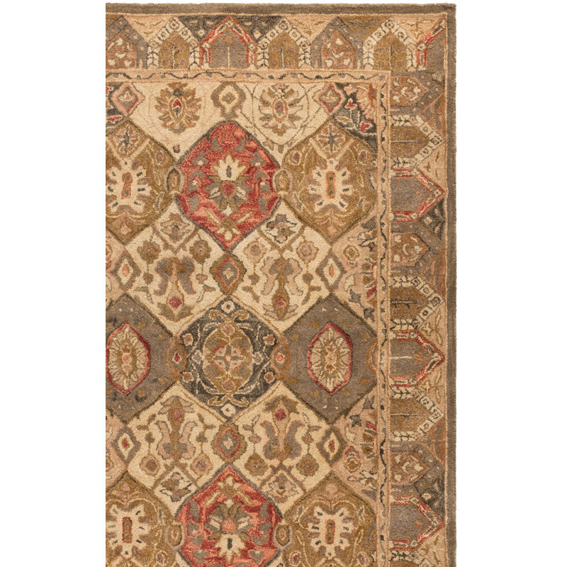 Breckan Oriental Handmade Tufted Wool Area Rug in Beige/Multi, Runner 2'3" x 8'