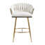 Tabouret de bar 26 po à hauteur de comptoir en velours pour îlot de cuisine avec dossier ondulé à la main, base chromée dorée et repose-pieds (BEIGE)-845653446