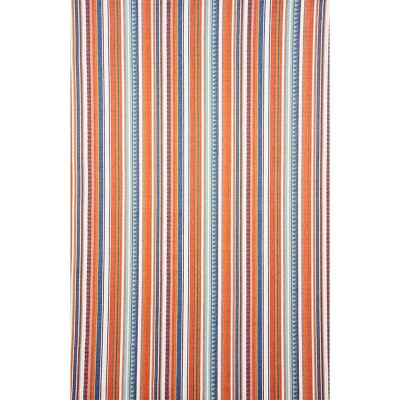 Zuni Stripe Fabric, Blue/ Medium Blue/ Orange