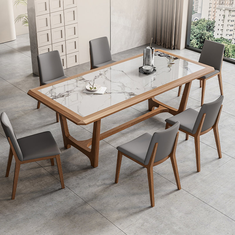 Nordic Simple Modern Rectangular Dining Table 6 - Person Trestle Dining Set