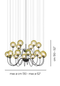 Puppet 18 - Light Chandelier, Matte Black, Amber Transparent