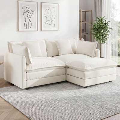 Canapé modulaire en L avec repose-pieds Chenille - causeuse modulaire pour petits salons