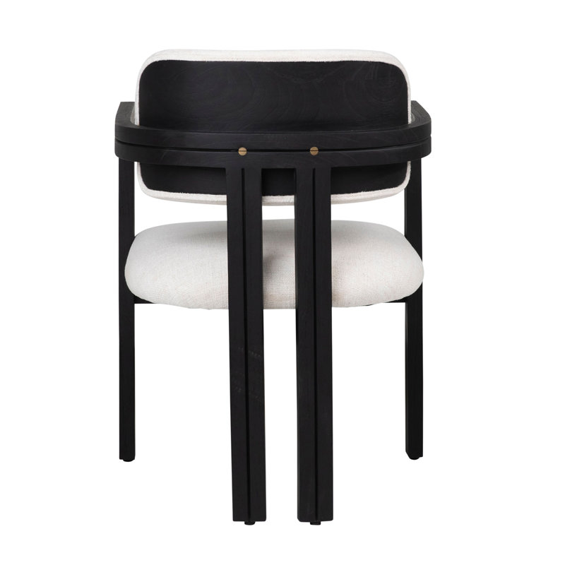 Nathaniel Polyester Blend Upholstered Dining Chair, Off-White Boucle/Natural