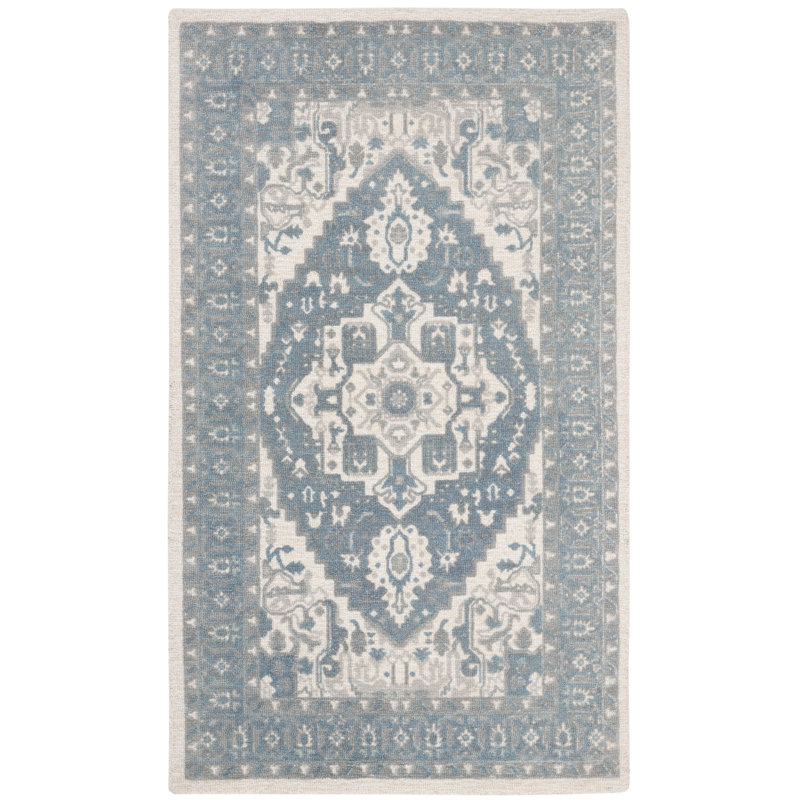 Trista Restoration Vintage Hand Tufted Wool And Viscose Oriental Rug, Rectangle 3' x 5'