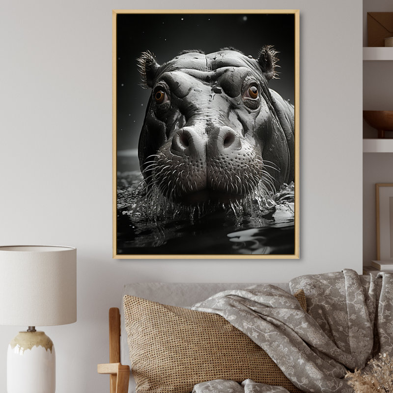 «Profondeville Hippopotamus Mighty Hippo II», reproduction sur toile encadrée, H 32 po x l 16 po x P 1 po