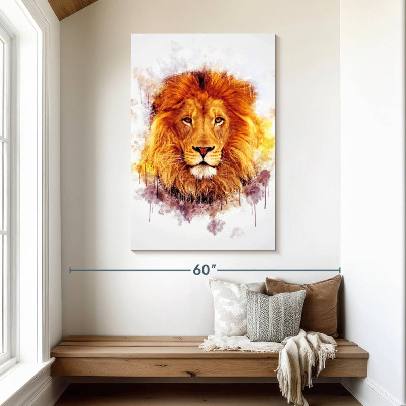 Brampt Lion Head Paint Splash, 48" H x 32" W