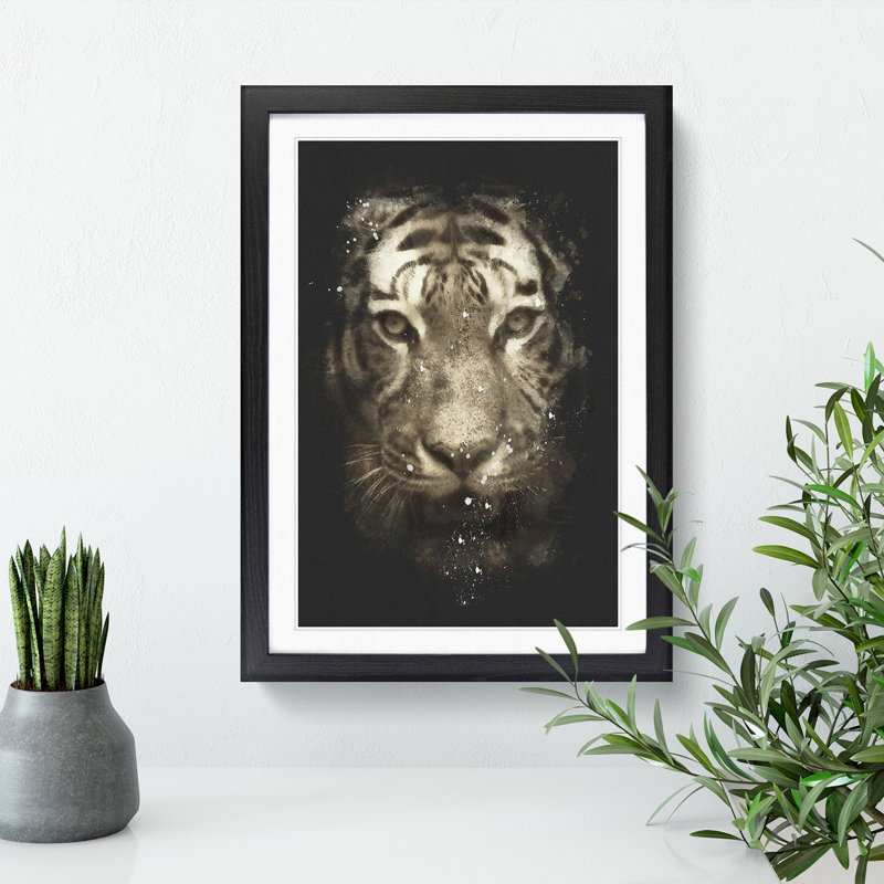 Tiger Vol.5 Paint Splash - Picture Frame Graphic Art, 65cm H x 48cm W x 2cm D, Black