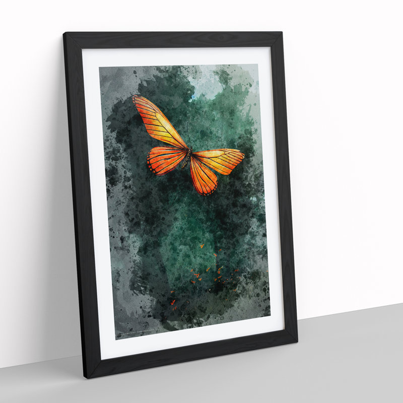Butterfly In Watercolour No.2 - Single Picture Frame Painting, 64cm H x 46cm W x 2cm D, Black