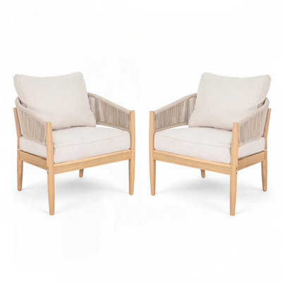 Fauteuil club d'extérieur en bois d'acacia