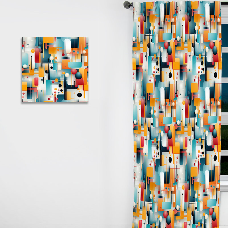 Urban Geometric II - Rideau moderne - Velours obscurcissant - 1 panneau, L 52 po x L 90 po