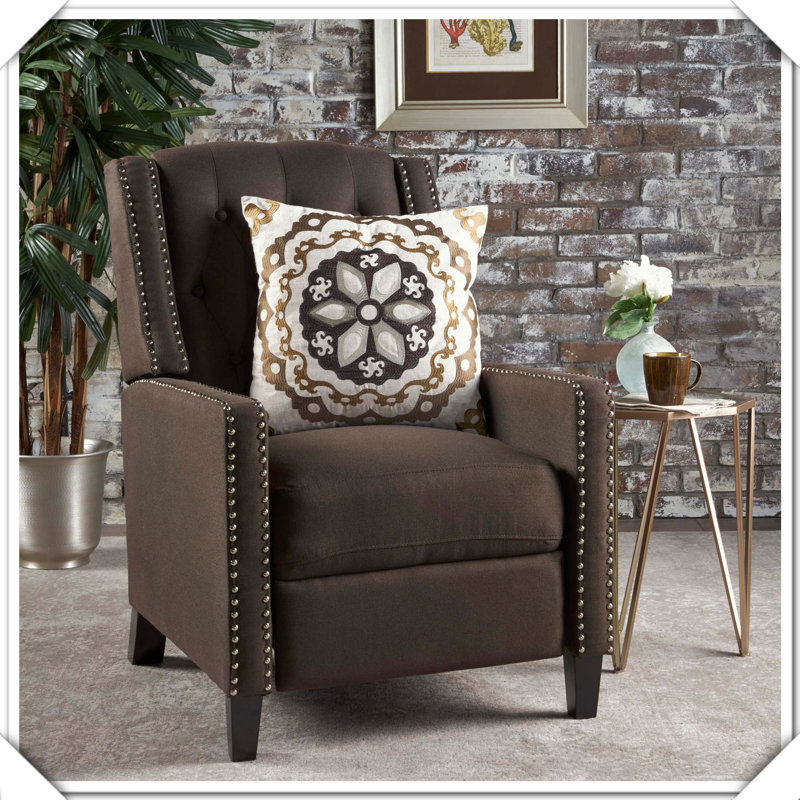 Heidegret Upholstered Recliner, Brown Fabric