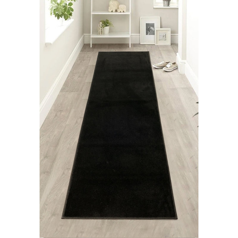 Tapis de couloir noir de poids personnalisé lavable à la machine à dossier en latex antidérapant doux et coupé