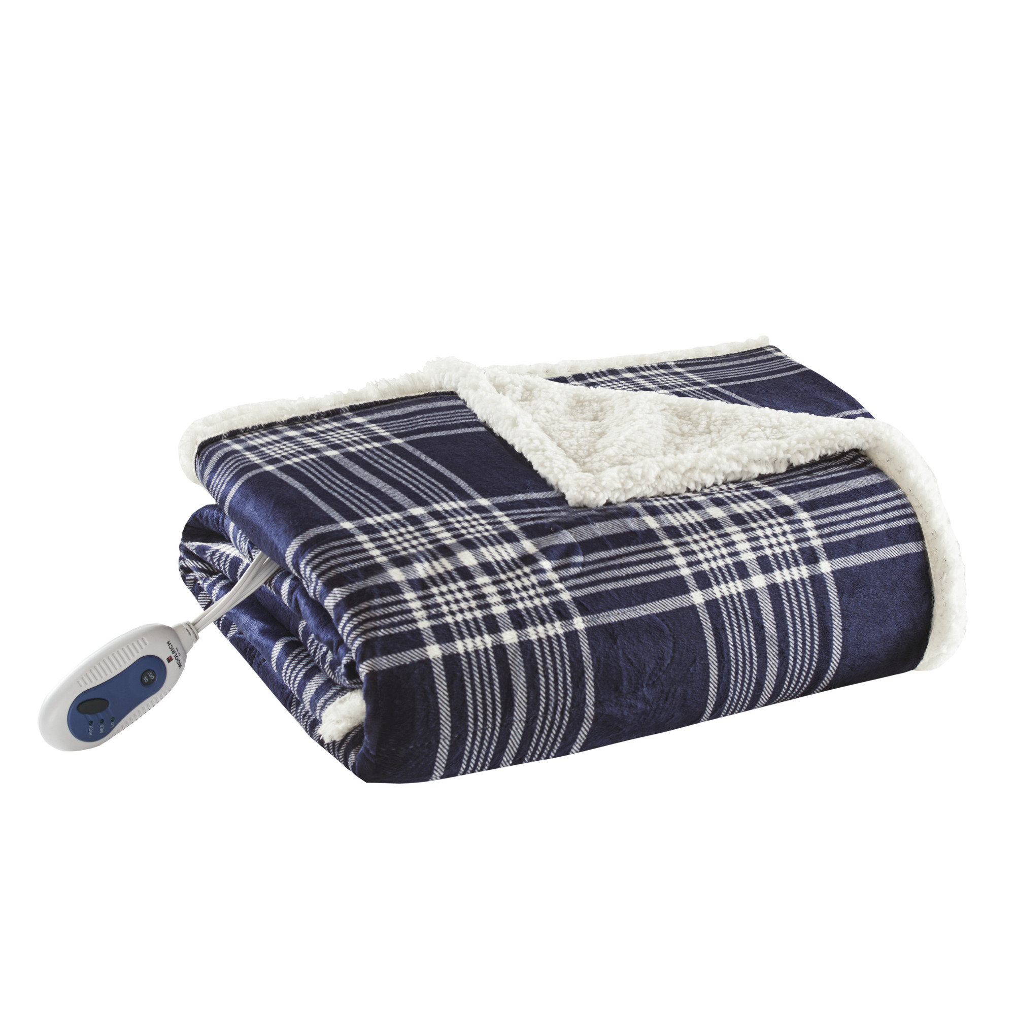 Woolrich Leeds Oversized Plaid Print Faux Mink to Berber Heated Throw u0026  Reviews | Wayfair