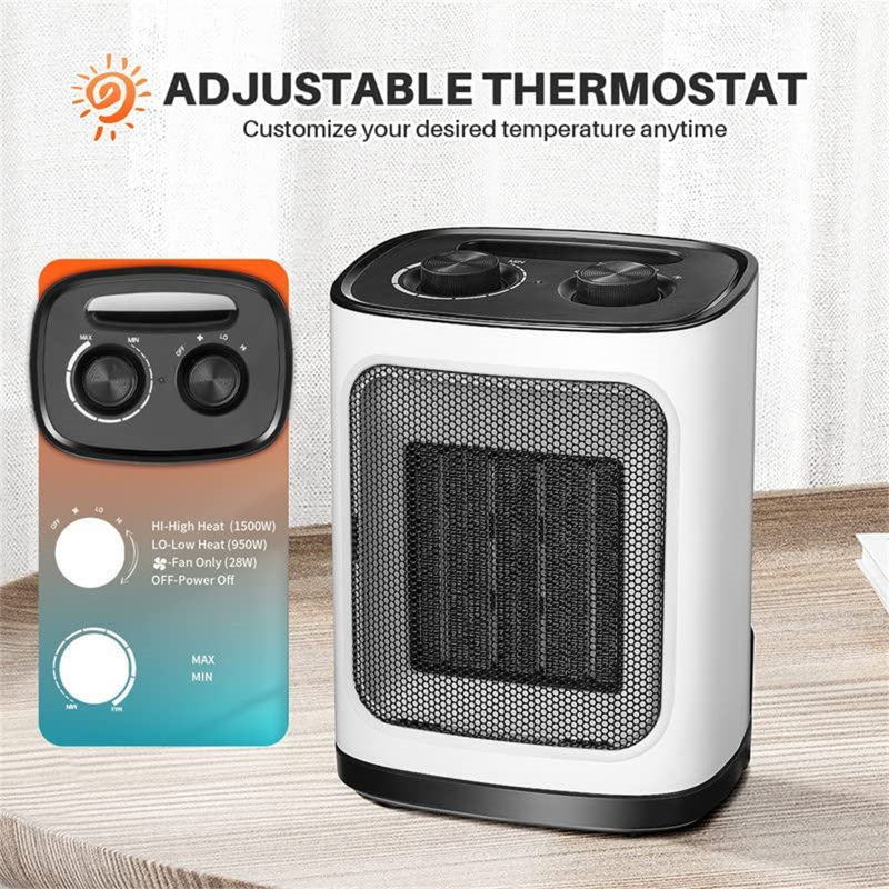 R.W.FLAME 1500 Watt 5100 BTU Electric Compact Space Heater with Adjustable Thermostat, White
