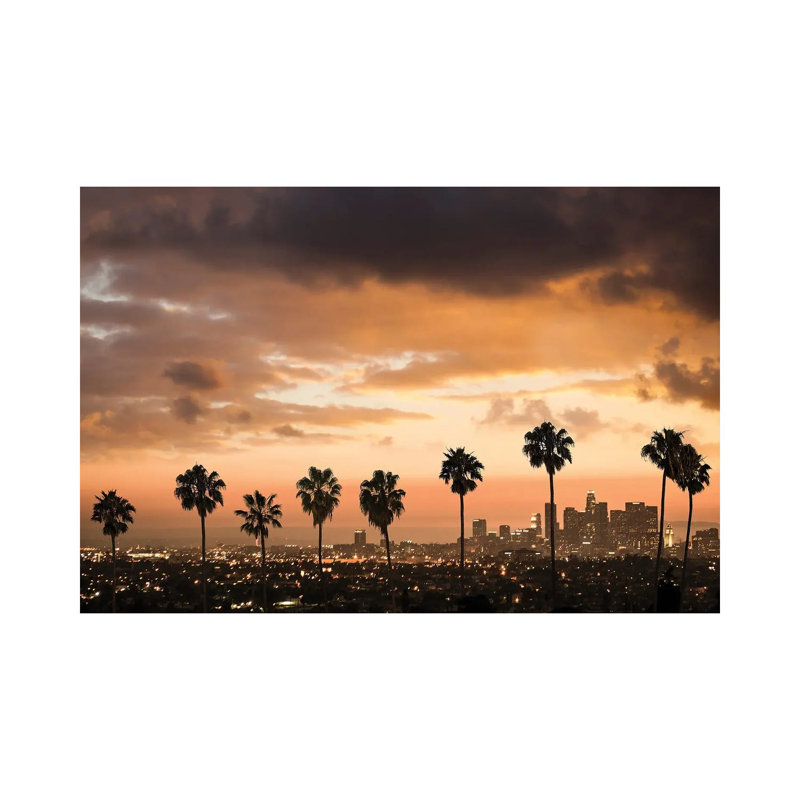 Palm Drive Los Angeles - reproduction d'art murale - toile encadrée, H 40 po x l 60 po, Toile tendue, Ne s’applique pas