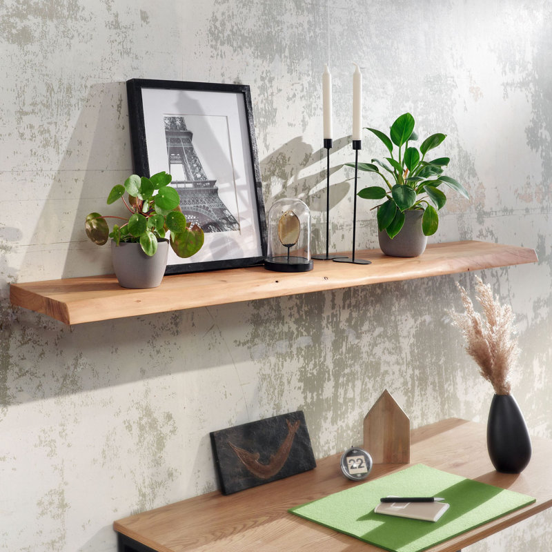 Nokota Acacia Solid Wood Floating Shelf, 4cm H x 140cm W x 26cm D