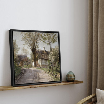 " Quaint Village Road Thatched Cottages And Ducks Charming "