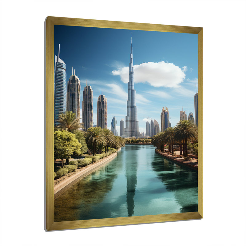 Impression sur toile Cityscapes, H 32 po x l 16 po x P 1 po, Encadrement doré