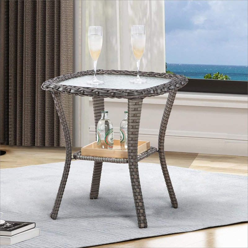 Wicker Patio Furniture Set - 3 Piece Rattan Outdoor Sectional Conversation Sets 2 Piece Wicker Hang gliding  Chairs and 1 Side Table