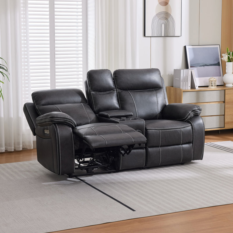 Ryansh 2 Seater Faux Leather Electric Reclining Sofa