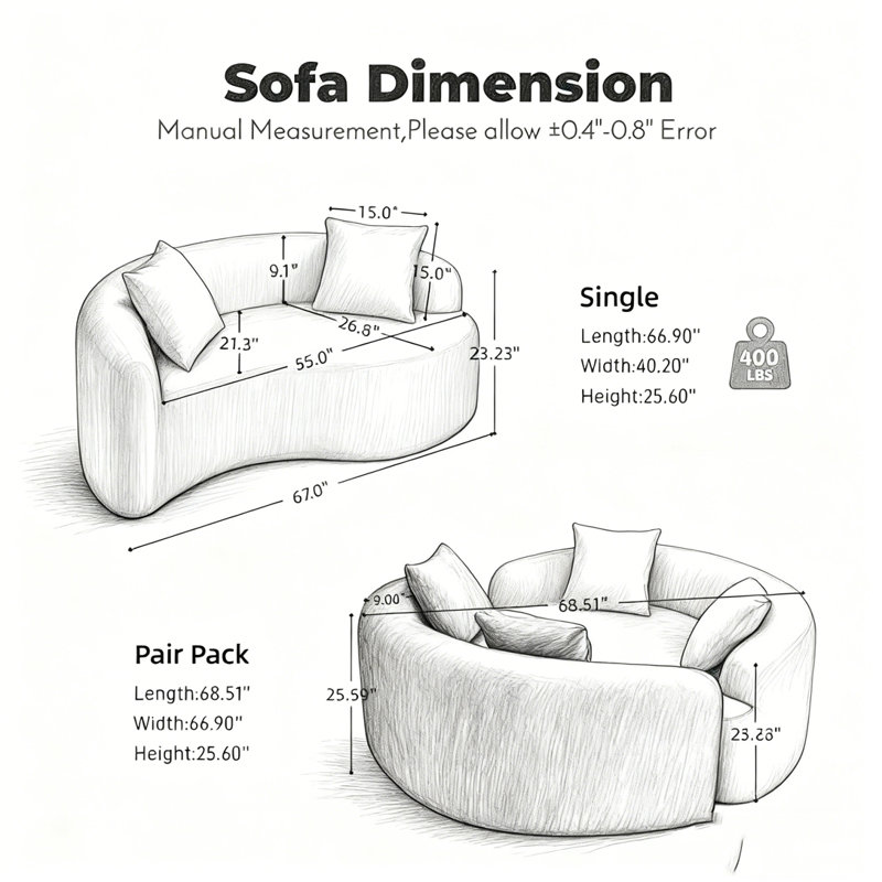 Canapé modulaire en chenille Boneless, Beige