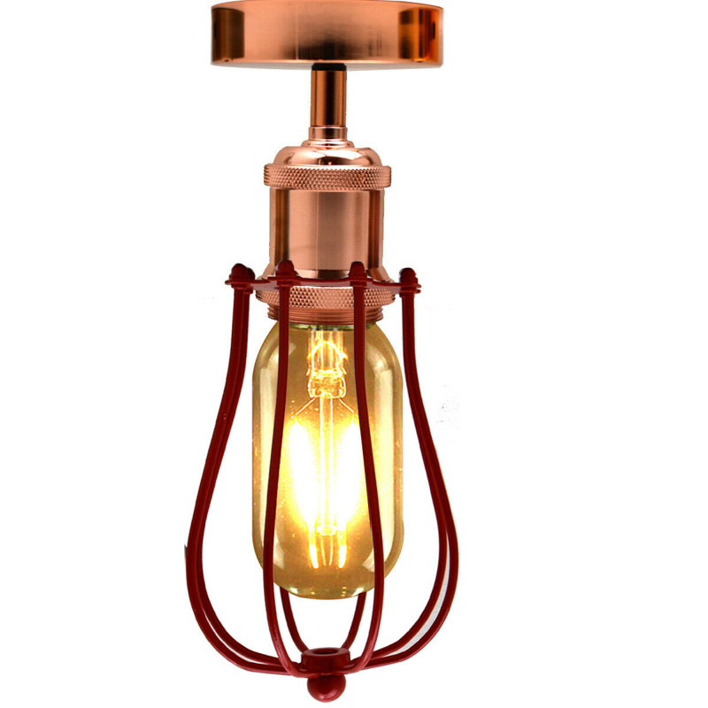 Boligee Flush Mount, Red, Rose Gold