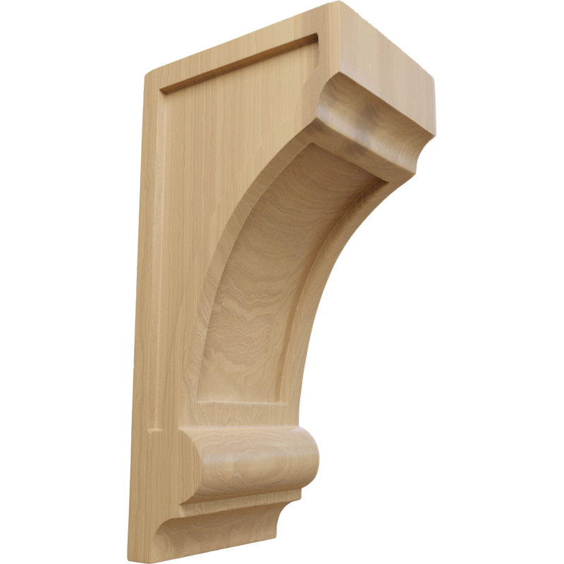 10'' H x 5'' W D Wood Bracket / Corbel, Cherry Brown, 12" H x 4.75" W x 6" D