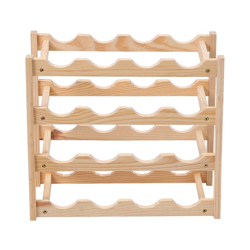 16 Bottle Open Shelving Wine Bottle Rack Wooden