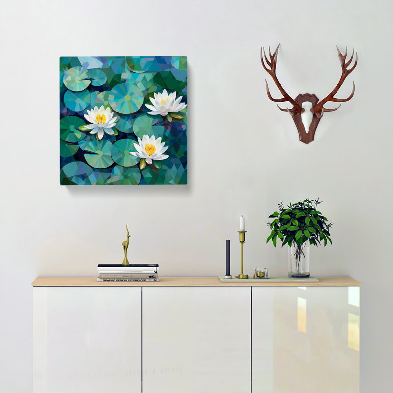 Water Lily Pond Geometric - Wrapped Canvas